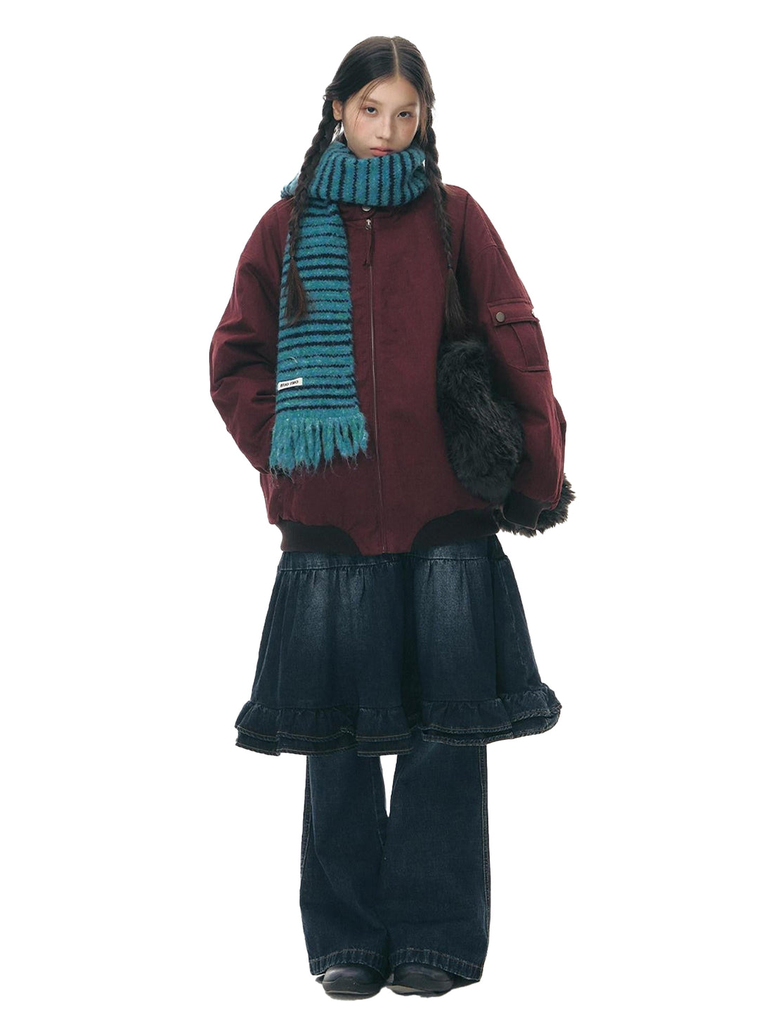 NAPSNAPS Vintage Red Detachable Hood Workwear Women&