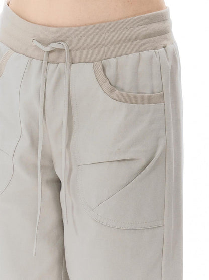 NAPSNAPS Vintage Ribbed Waist Large Pocket Pleated Rolled Hem Women&