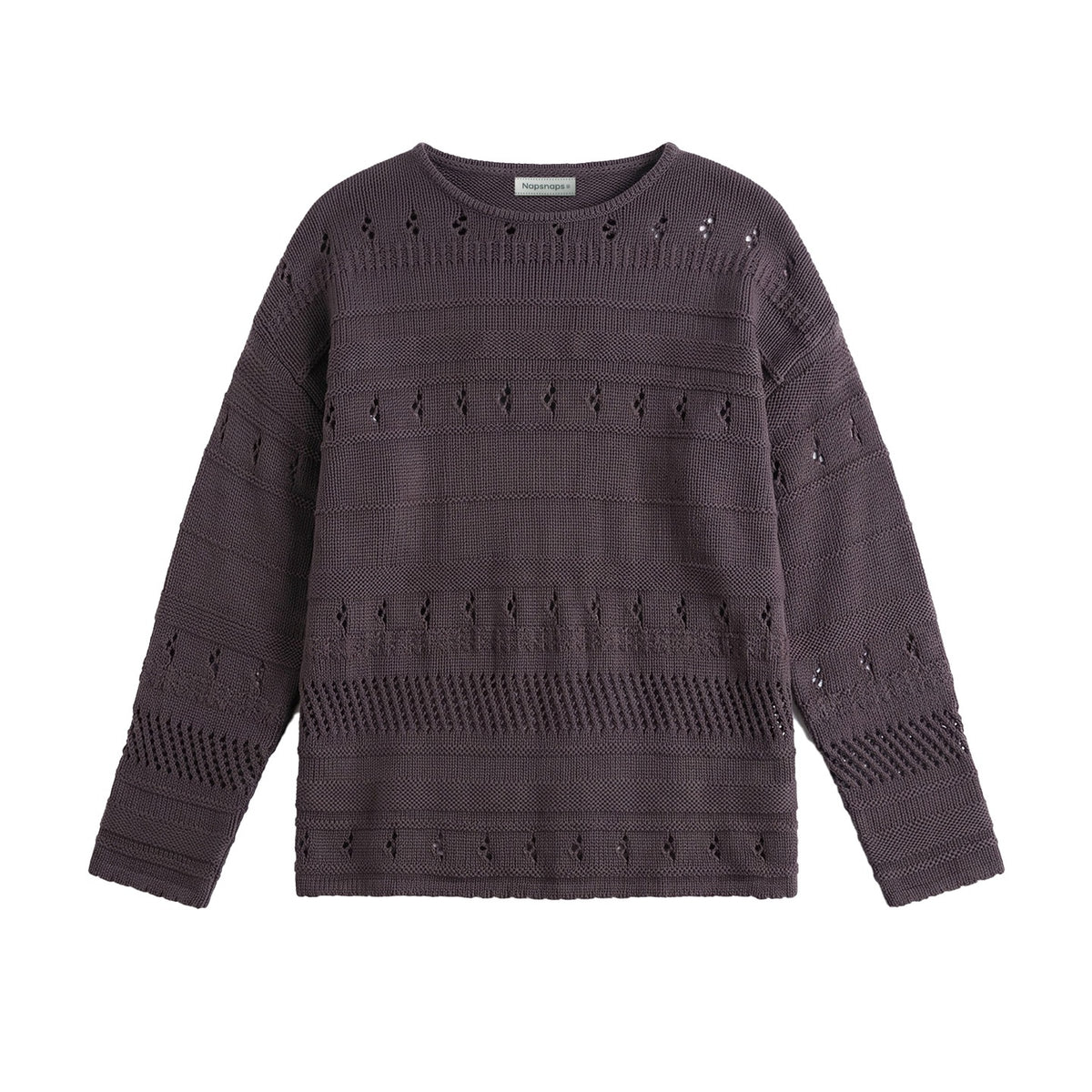 NAPSNAPS_Vintage_Scallop_Hem_Openwork_Round_Neck_Loose_Women&