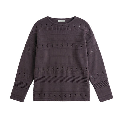NAPSNAPS_Vintage_Scallop_Hem_Openwork_Round_Neck_Loose_Women&