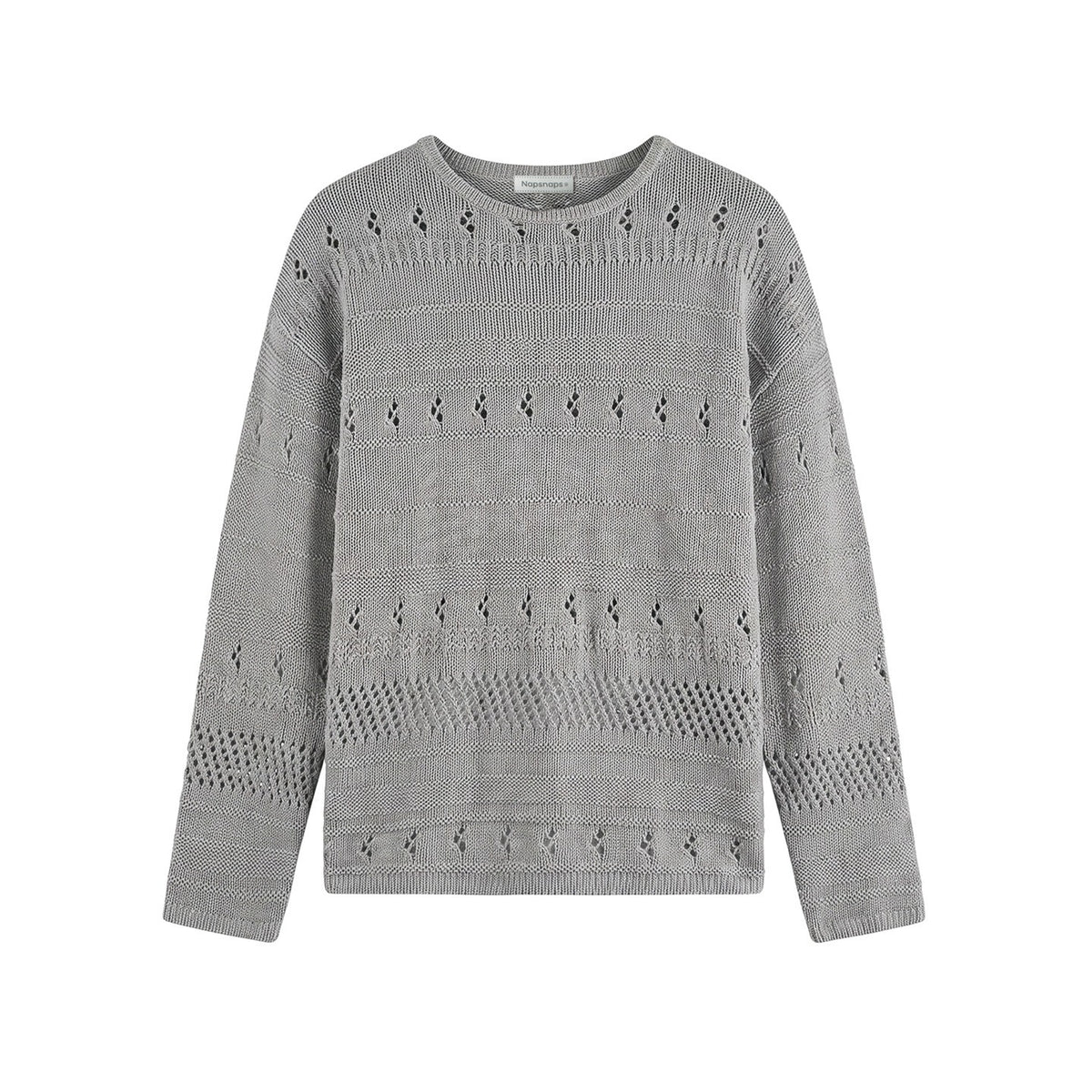 NAPSNAPS_Vintage_Scallop_Hem_Openwork_Round_Neck_Loose_Women&
