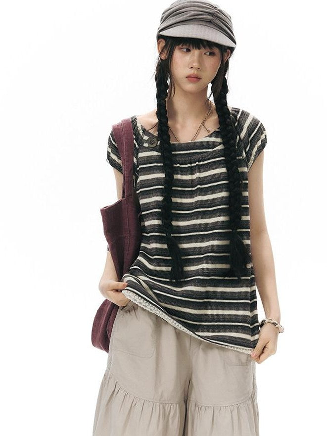 NAPSNAPS Vintage Striped Lace Patchwork Women&