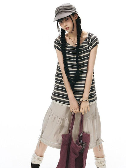 NAPSNAPS Vintage Striped Lace Patchwork Women&