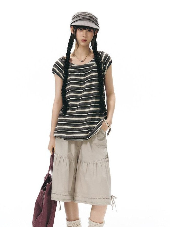 NAPSNAPS Vintage Striped Lace Patchwork Women&