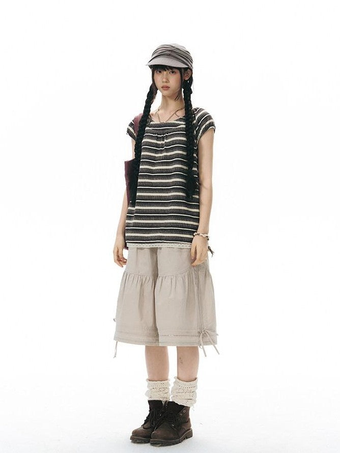 NAPSNAPS Vintage Striped Lace Patchwork Women&