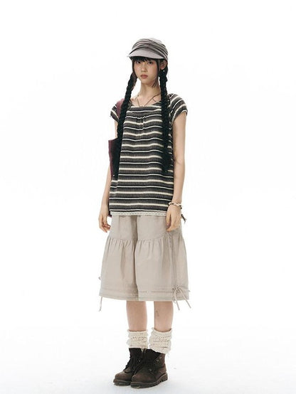 NAPSNAPS Vintage Striped Lace Patchwork Women&