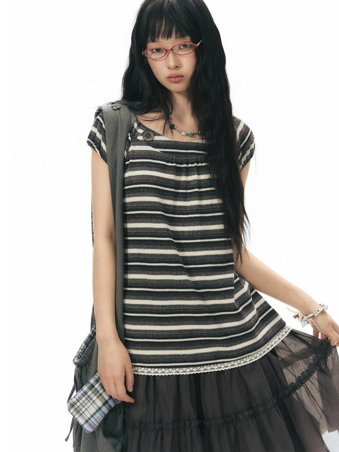 NAPSNAPS Vintage Striped Lace Patchwork Women&