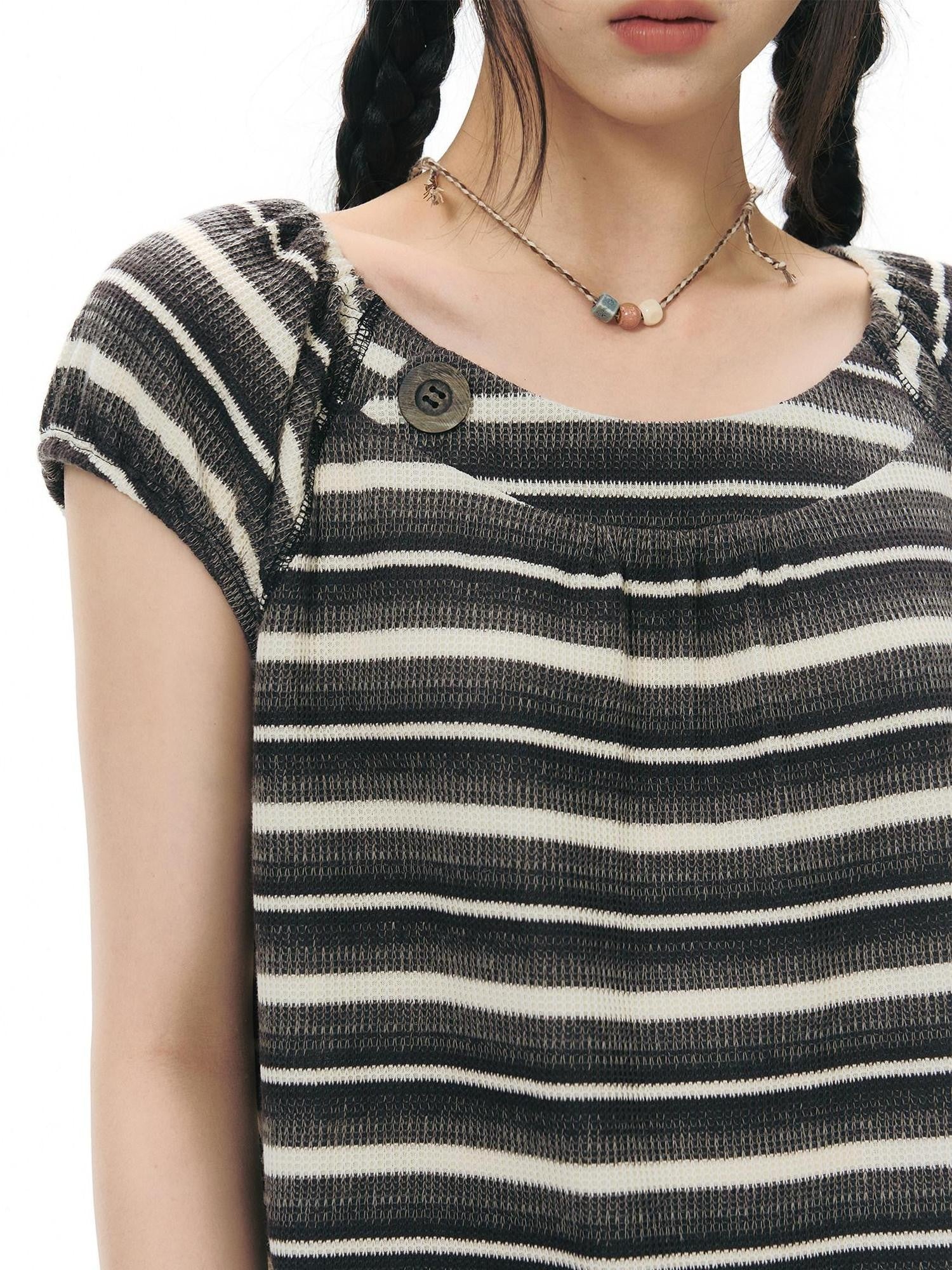 NAPSNAPS Vintage Striped Lace Patchwork Women&