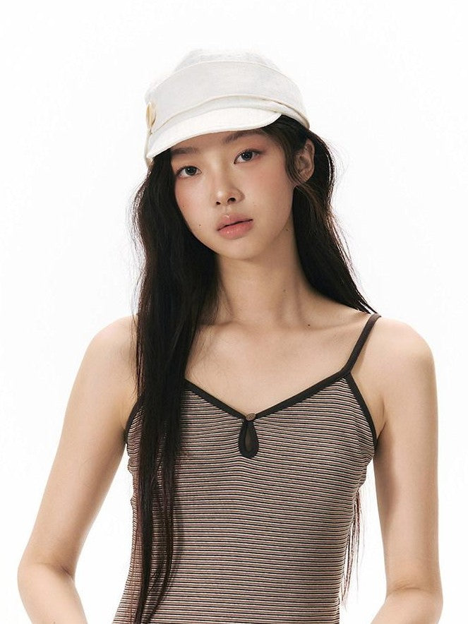 NAPSNAPS Vintage Striped V-neck Slim Fit Stretch Knit Women&