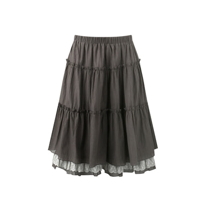 NAPSNAPS Vintage Textured Pleated Patchwork A Line Women&