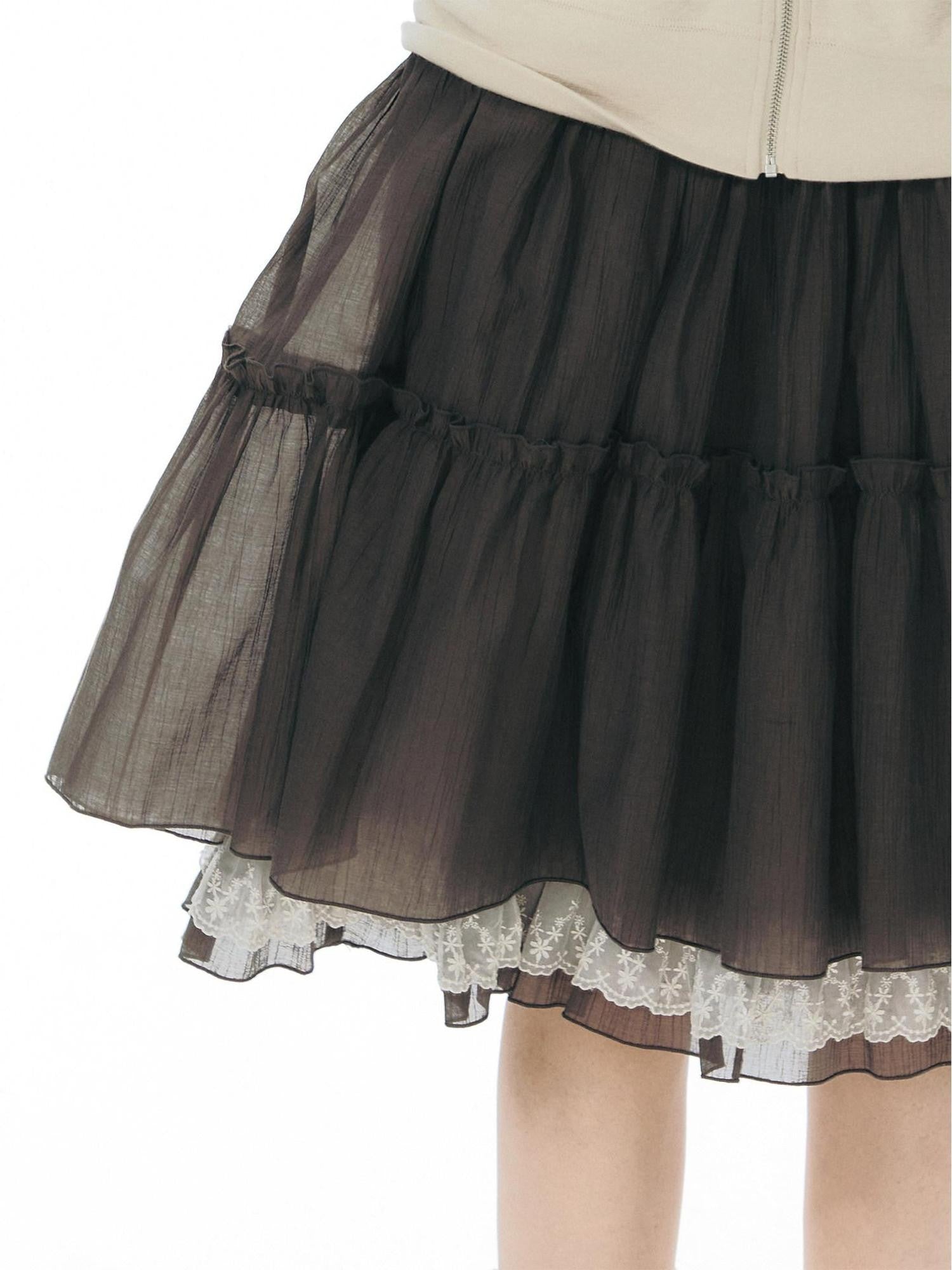 NAPSNAPS Vintage Textured Pleated Patchwork A Line Women&
