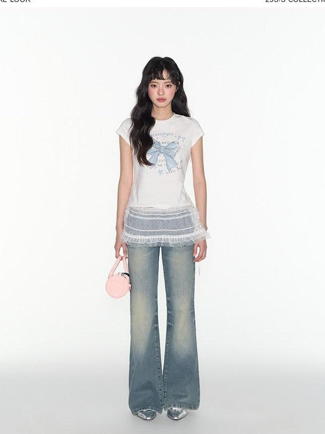 NAPSNAPS Vintage Washed Distressed Low Rise Zipper Women&