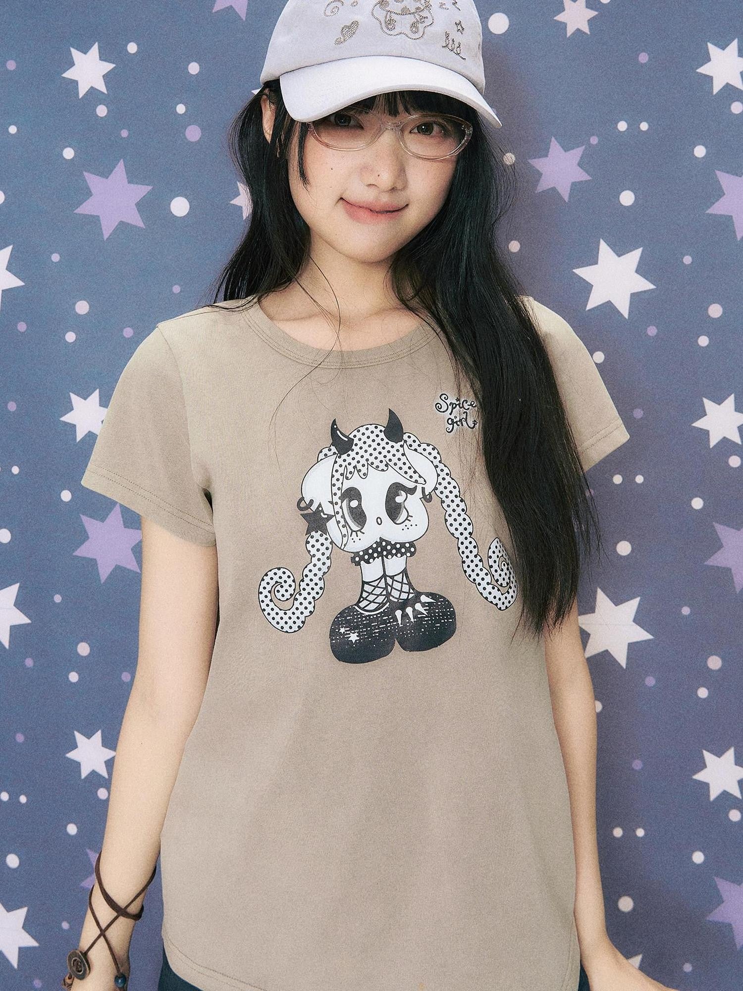 NAPSNAPS Vintage Washed Distressed Printed Women&