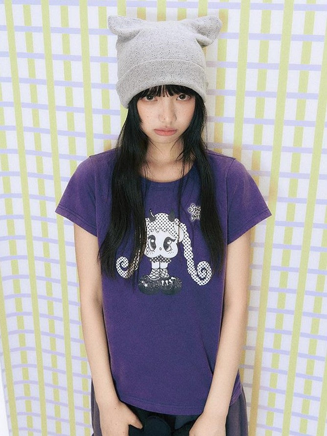 NAPSNAPS Vintage Washed Distressed Printed Women&