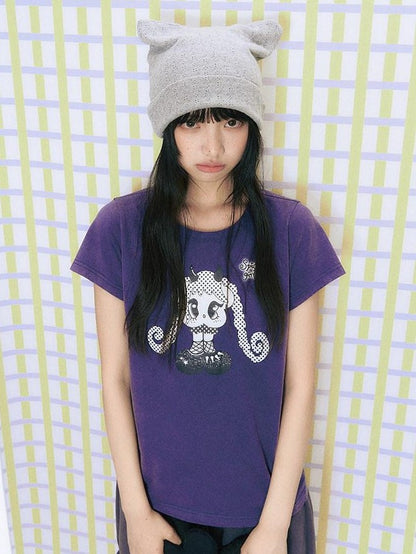 NAPSNAPS Vintage Washed Distressed Printed Women&
