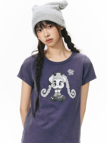 NAPSNAPS Vintage Washed Distressed Printed Women&