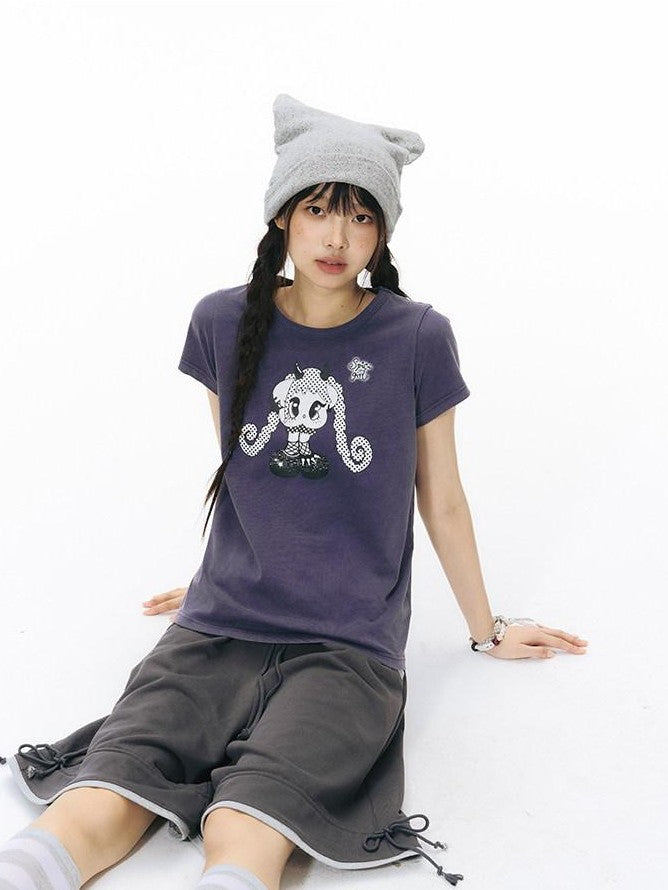 NAPSNAPS Vintage Washed Distressed Printed Women&