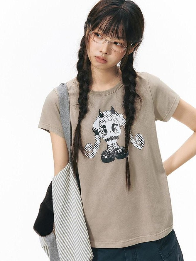 NAPSNAPS Vintage Washed Distressed Printed Women&