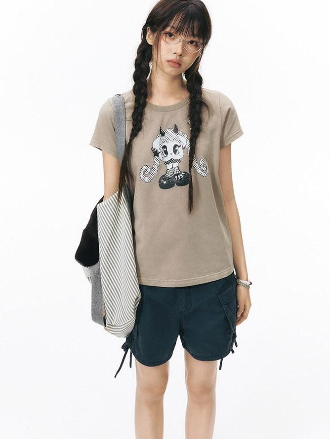 NAPSNAPS Vintage Washed Distressed Printed Women&