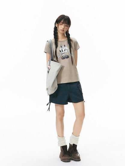 NAPSNAPS Vintage Washed Distressed Printed Women&