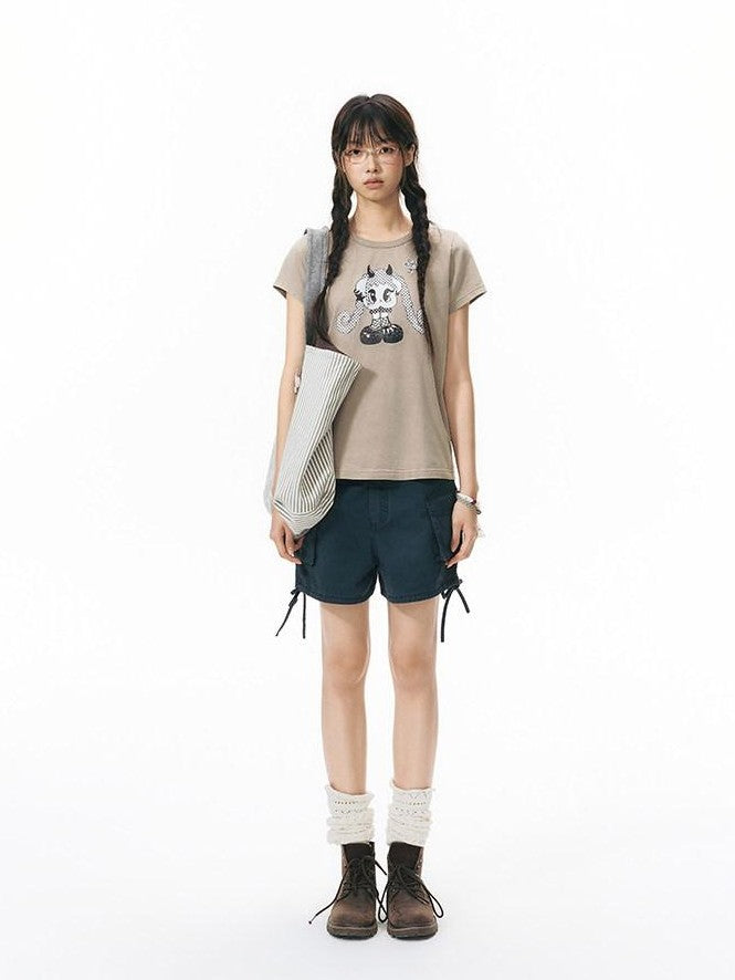 NAPSNAPS Vintage Washed Distressed Printed Women&
