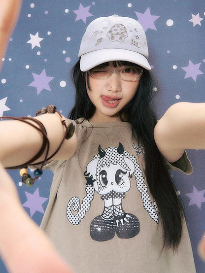 NAPSNAPS Vintage Washed Distressed Printed Women&