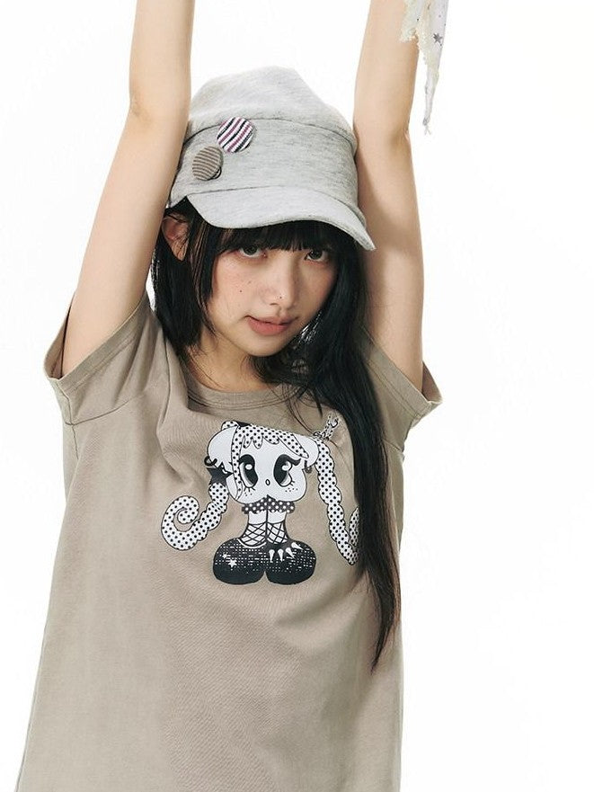 NAPSNAPS Vintage Washed Distressed Printed Women&