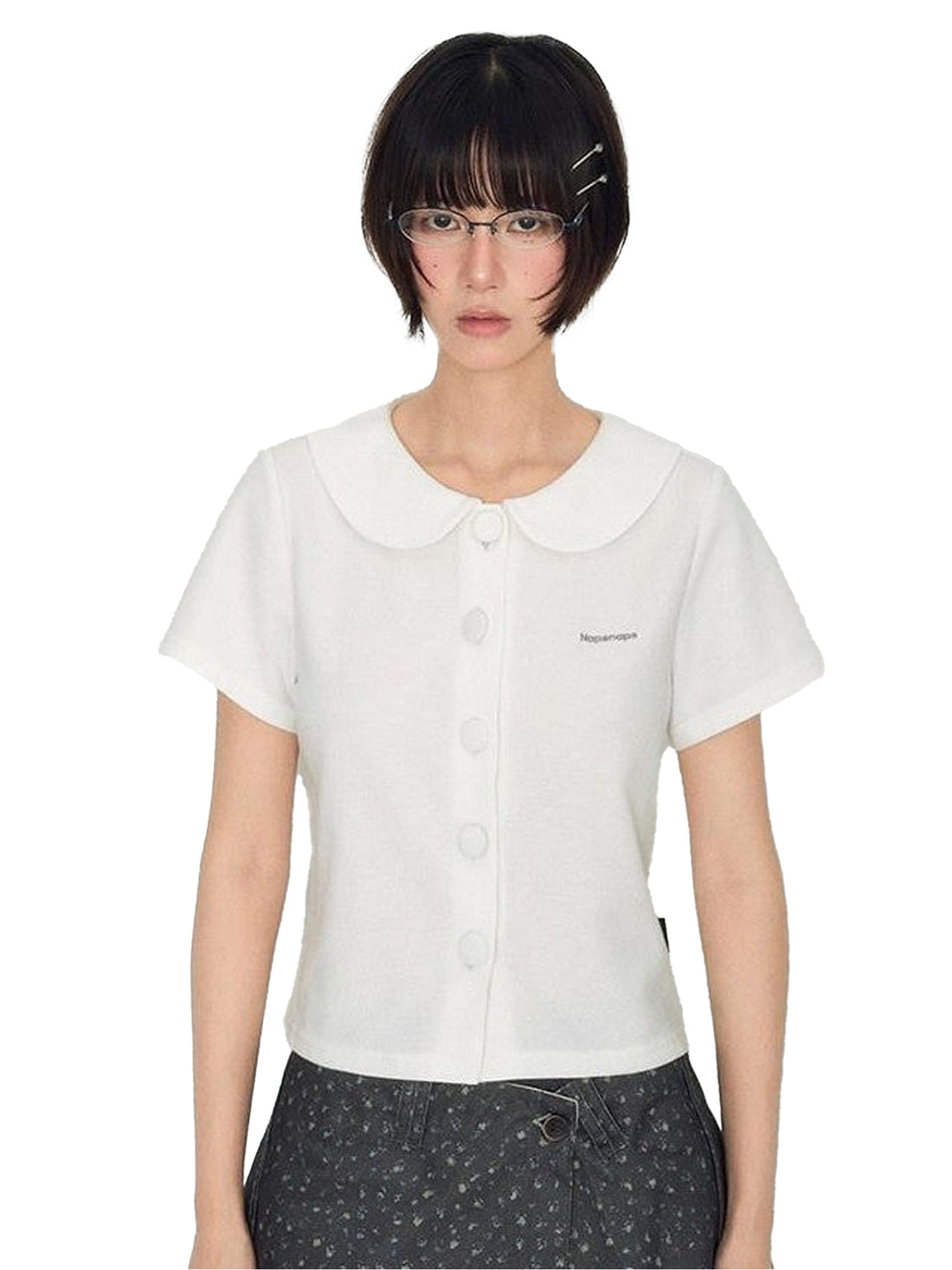 NAPSNAPS Waffle Doll Collar Embroidered Women&