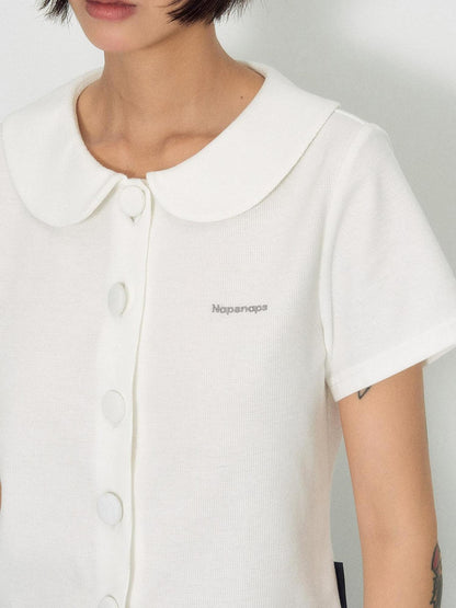 NAPSNAPS Waffle Doll Collar Embroidered Women&