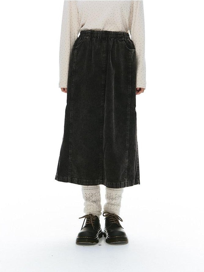 NAPSNAPS Washed Aged Faded Elastic Waist Straight Women&