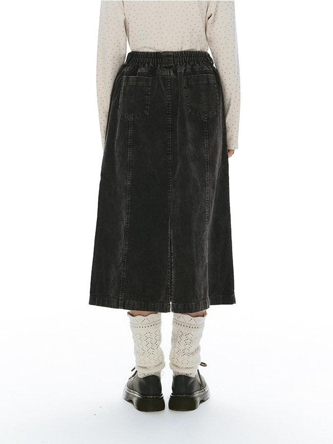 NAPSNAPS Washed Aged Faded Elastic Waist Straight Women&