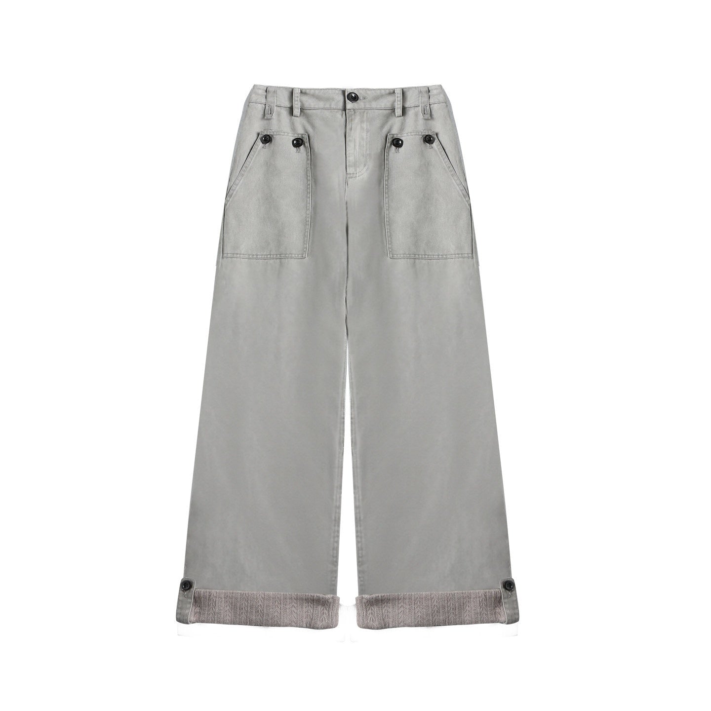 NAPSNAPS_Washed_Panel_Rolled_Cuff_Button_Knitted_Hem_Women&