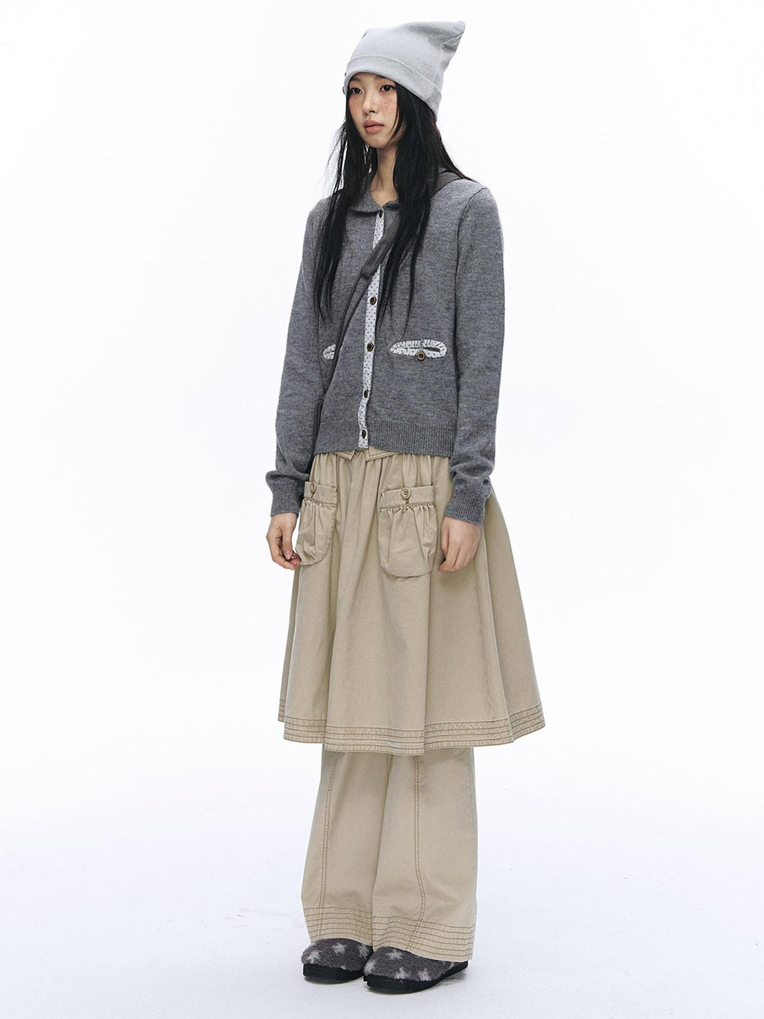 NAPSNAPS Washed Topstitched Low-rise Cotton Women&