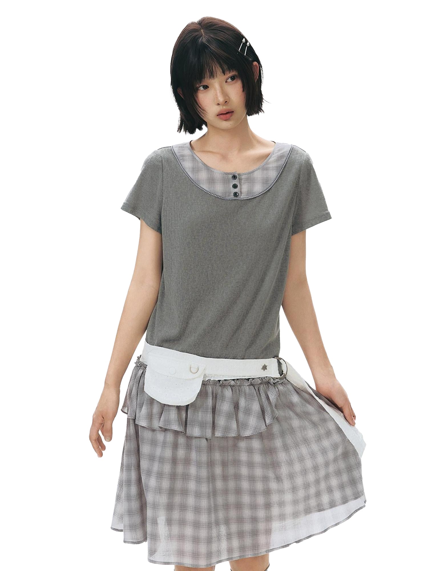 NAPSNAPS White Cutout Embroidered Lace Trim Girly Waist Women&
