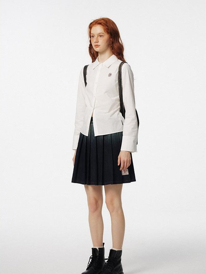 NAPSNAPS White Embroidered Pleated Slim Women&