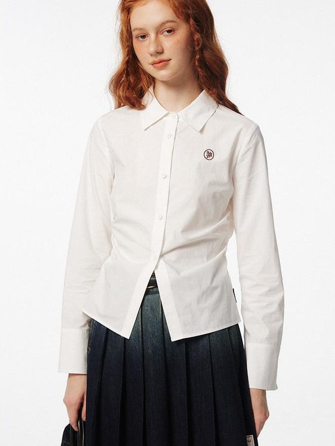 NAPSNAPS White Embroidered Pleated Slim Women&