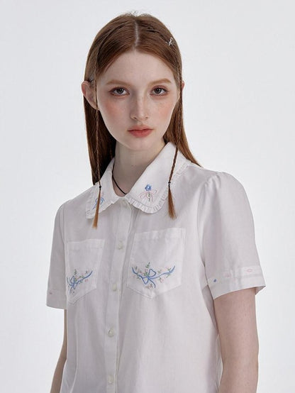 NAPSNAPS White Embroidered Ruffle Collar Women&