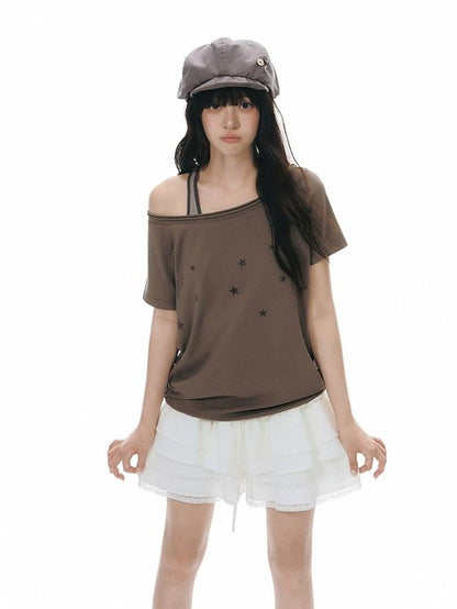 NAPSNAPS White Lace Patchwork High Waist A Line Women&