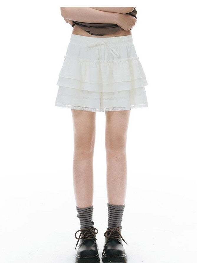 NAPSNAPS White Lace Patchwork High Waist A Line Women&