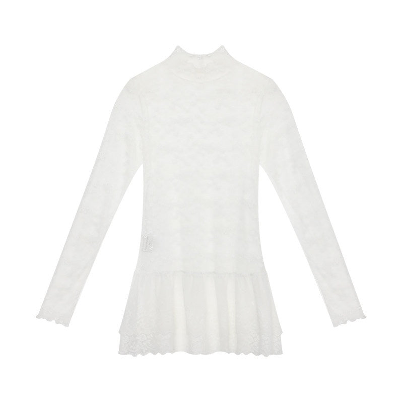 NAPSNAPS_White_Lace_Spliced_Stand_Collar_Slim_Women&