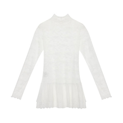 NAPSNAPS_White_Lace_Spliced_Stand_Collar_Slim_Women&