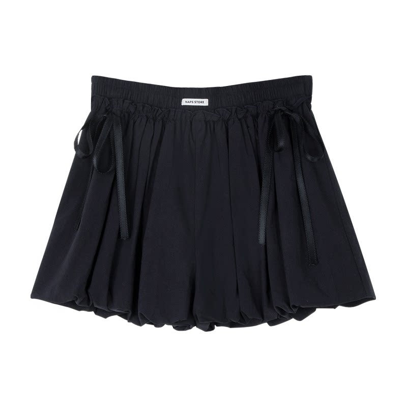 NAPSNAPS_White_Pleated_Bow_Tie_Drawstring_Lantern_Women&