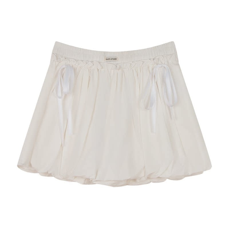 NAPSNAPS_White_Pleated_Bow_Tie_Drawstring_Lantern_Women&
