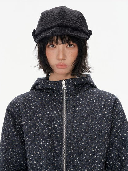NAPSNAPS Wide Brim Folded Corduroy Retro Flat Top Women&