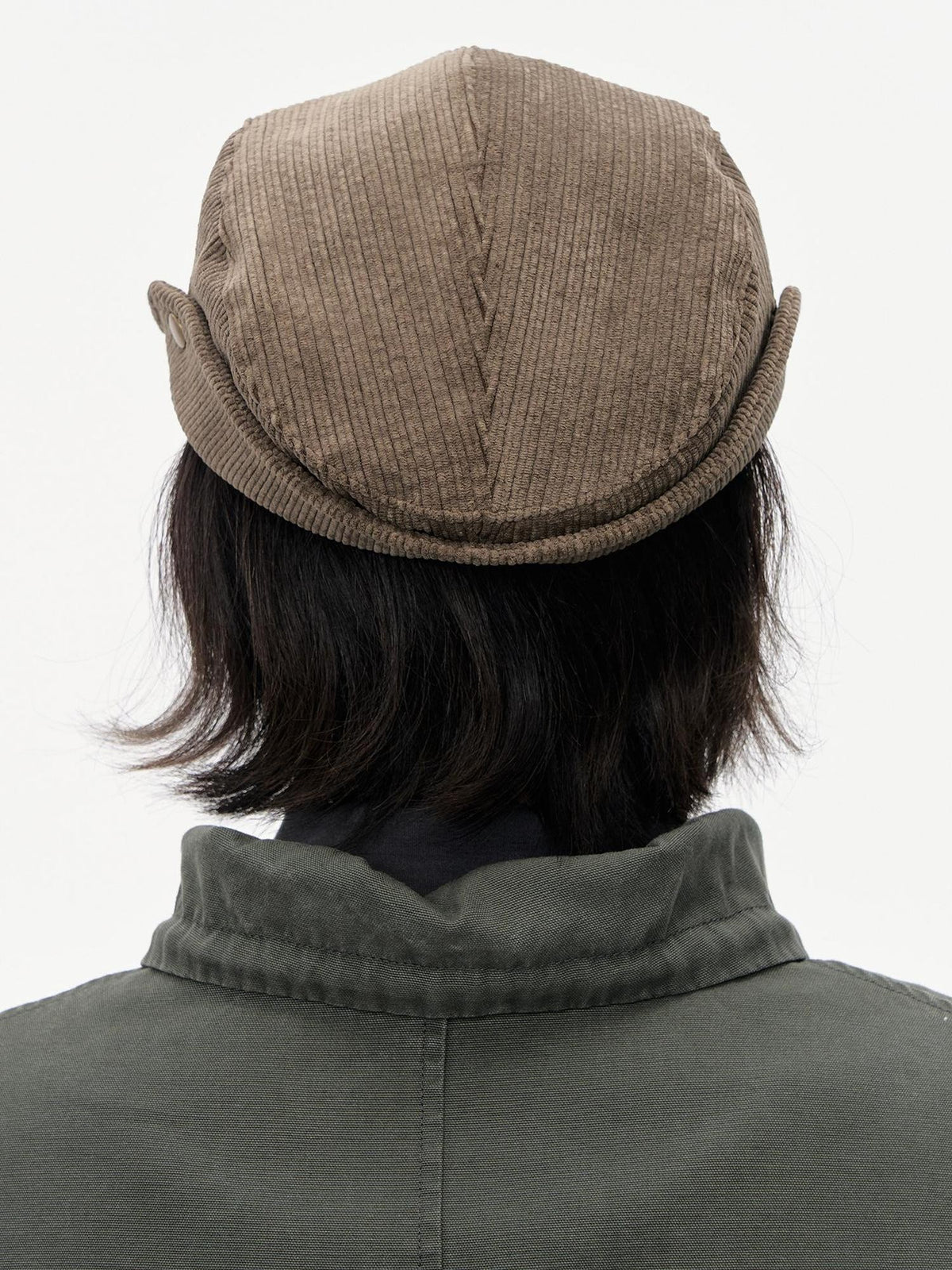 NAPSNAPS Wide Brim Folded Corduroy Retro Flat Top Women&