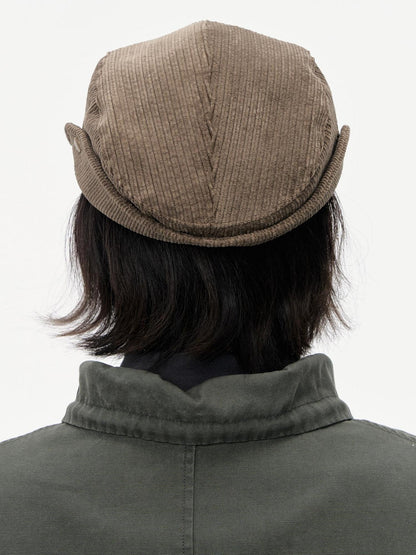 NAPSNAPS Wide Brim Folded Corduroy Retro Flat Top Women&