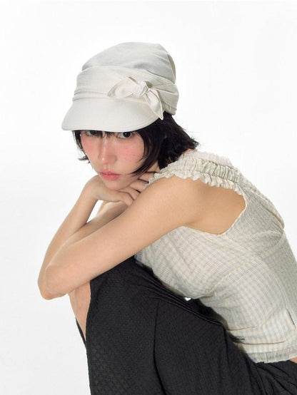 NAPSNAPS Yellow Plaid Lace Spliced One Shoulder Women&
