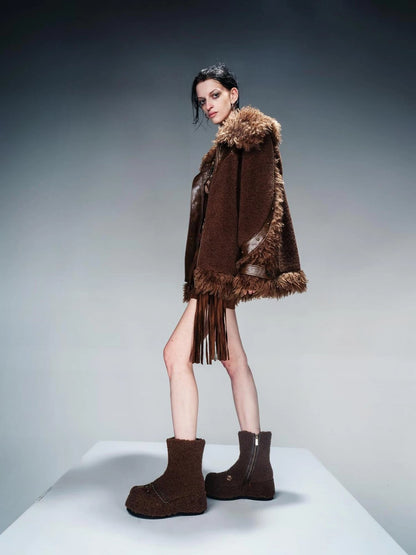 Ankh Platform Boots Fleece Lined 7.8cm Sole Genuine Leather