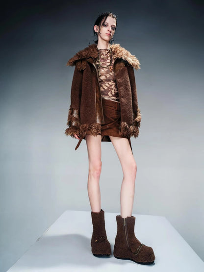 Ankh Platform Boots Fleece Lined 7.8cm Sole Genuine Leather