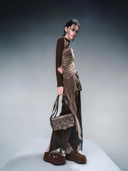 Ankh Platform Shearling Slide Sandals